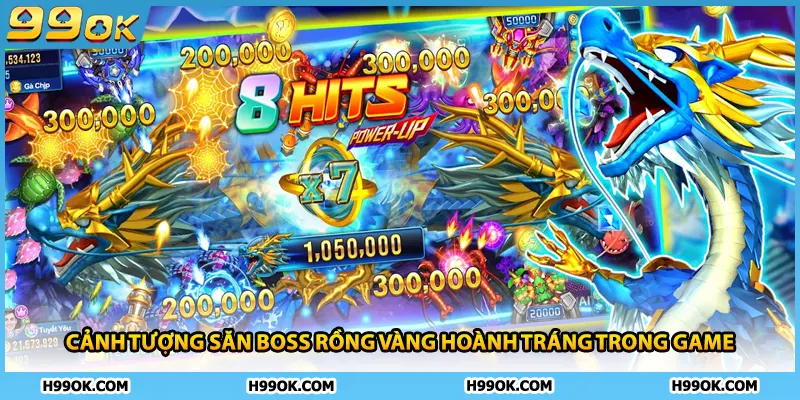 Cảnh tượng săn boss rồng vàng hoành tráng trong game