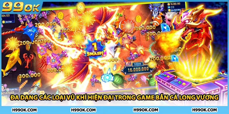 Đa dạng các loại vũ khí hiện đại trong game Bắn Cá Long Vương